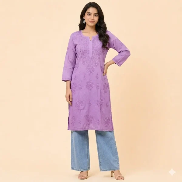 Lavender Lucknowi Chikankari Kurti