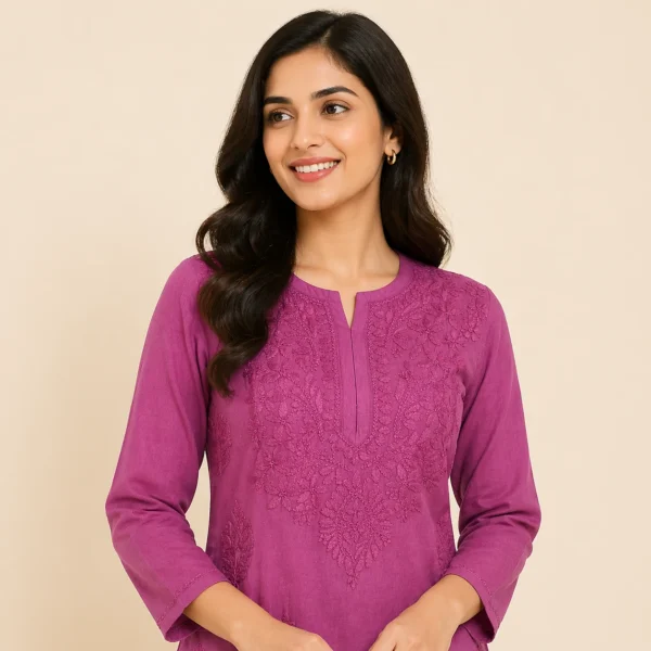 Pink Lucknowi Chikankari Kurti