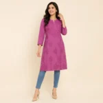 Rose Pink Chikankari Kurti for Women Stylish Embroidered Ethnic Wear