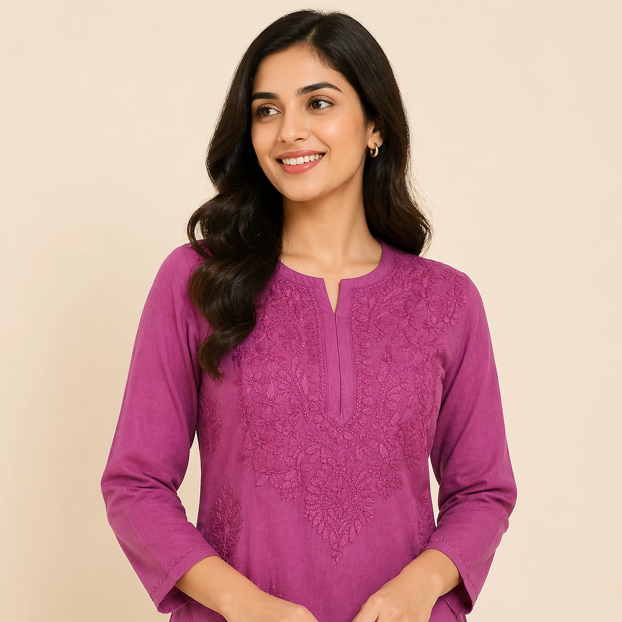 Pink Lucknowi Chikankari Kurti