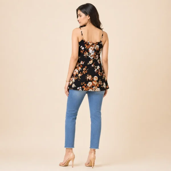 black floral sleeveless top women