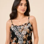 black floral sleeveless top women