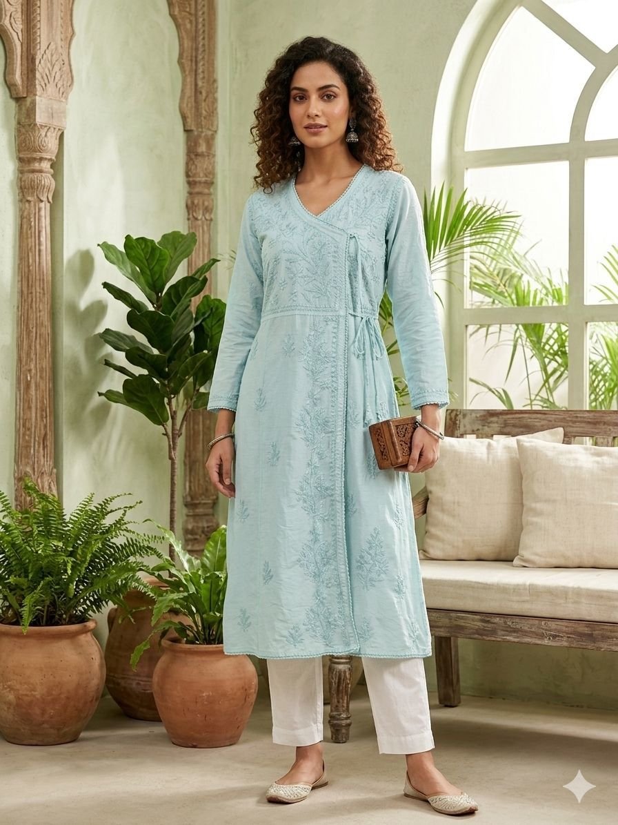 fancy-chanderi-chikankari-angarkha with kroshia-border - Copy