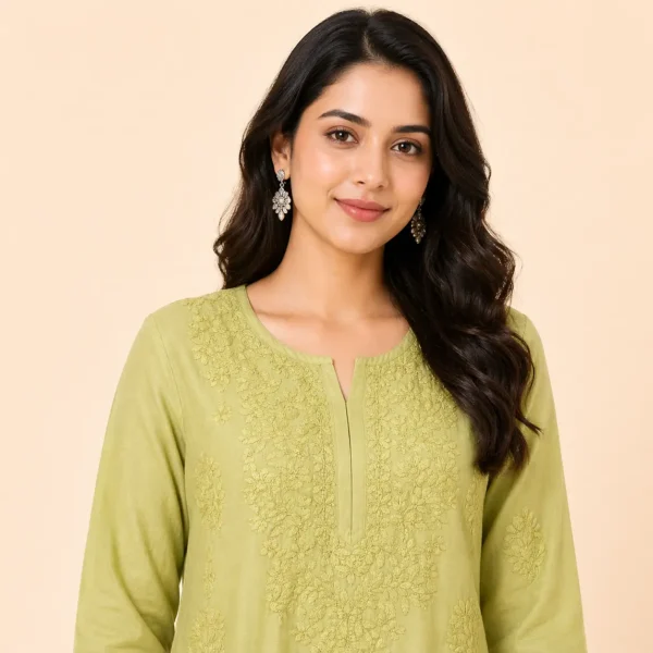 light green chikankari kurta
