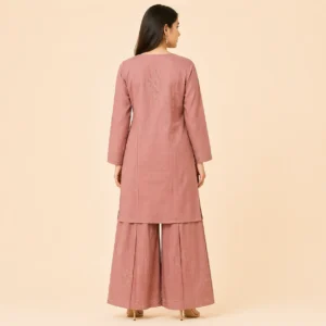 Elegant Premium Mauve Lucknowi Chikankari Kurta Palazzo Set for Women – Top Choice 2026