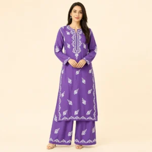 Exclusive Premium Purple Chikankari Kurta Palazzo Set for Women – Best Pick 2026
