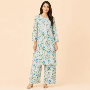 Exclusive Premium White Floral Kurta Palazzo Set for Women- Best Pick 2026