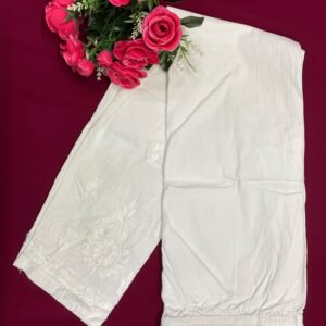 Beautiful Chikankari Pant for Women | White Embroidered Straight Fit Pants
