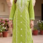 Green Chikankari Kurti Pant Set
