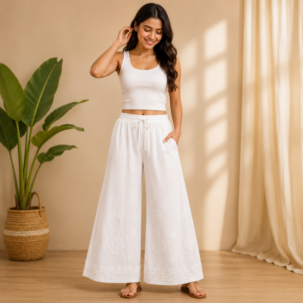 White Chikankari Plalazzo