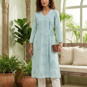 Chikankari Angarkha with Kroshia Border